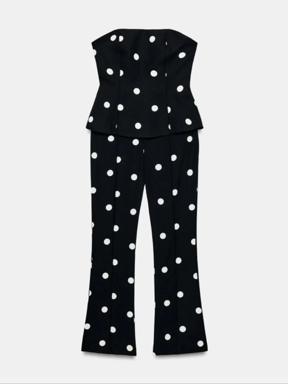 ZARA POLKA DOT STRAPLESS JUMPSUIT Size XS